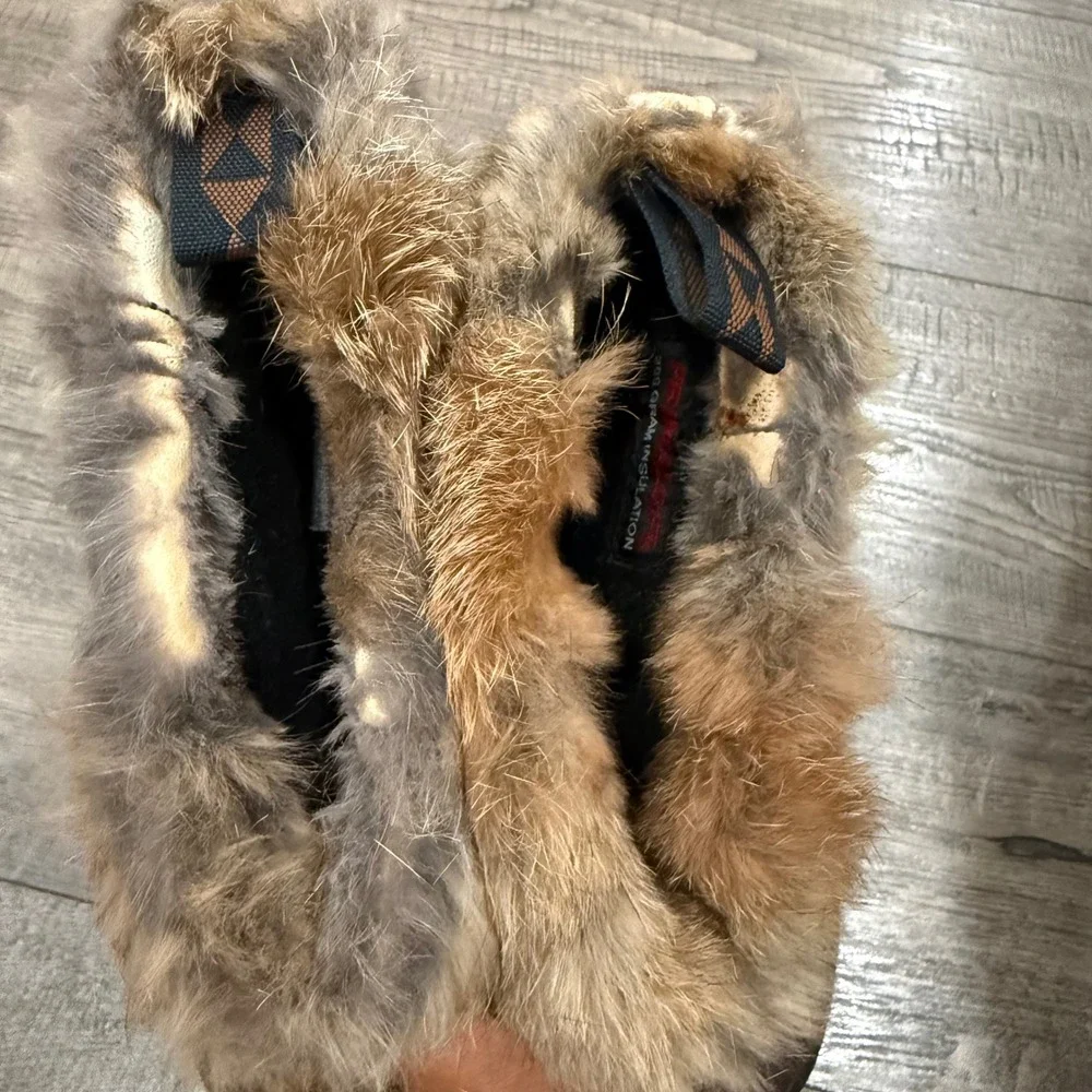 Ulu Womens Brown Leather Rabbit Fur Winter Snow Boots Size 8.5